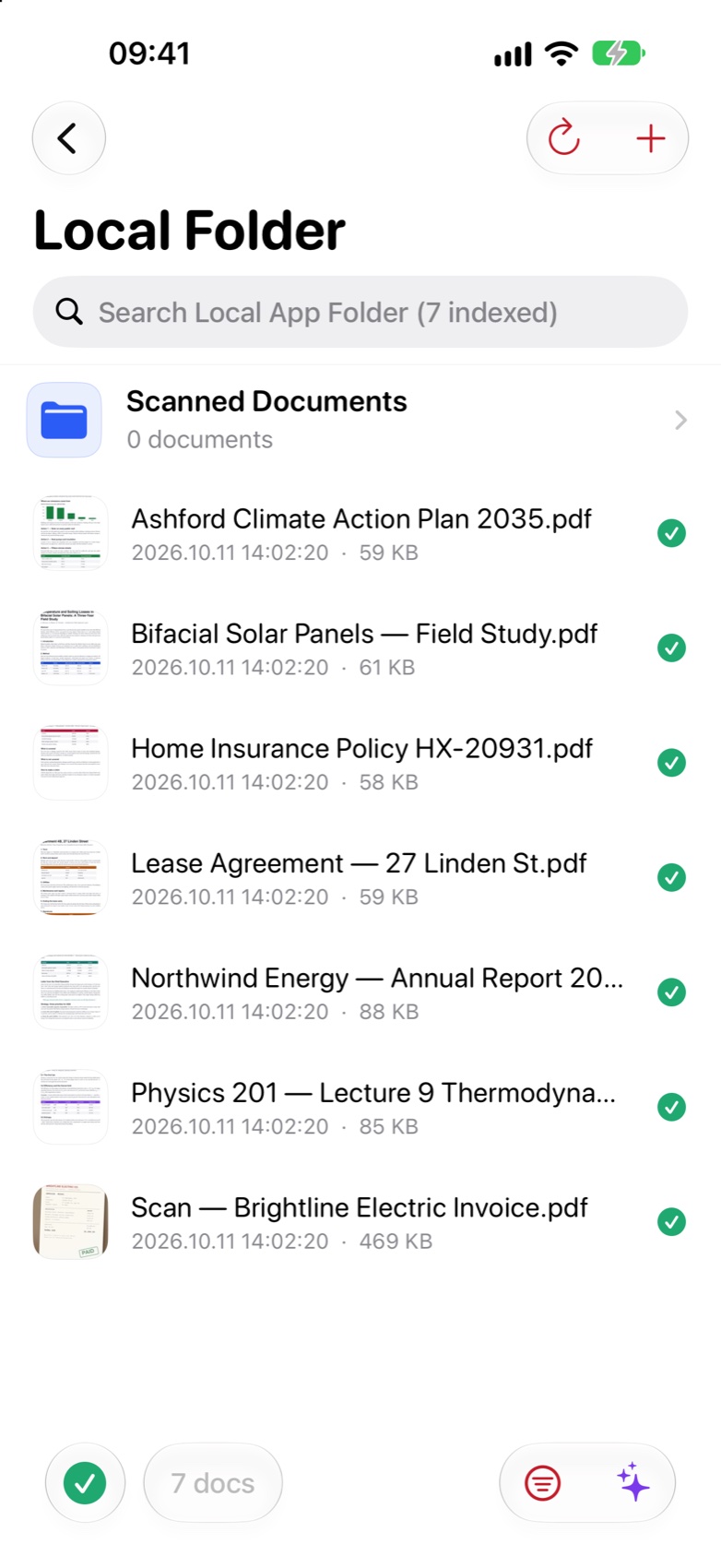 An indexed folder on iPhone